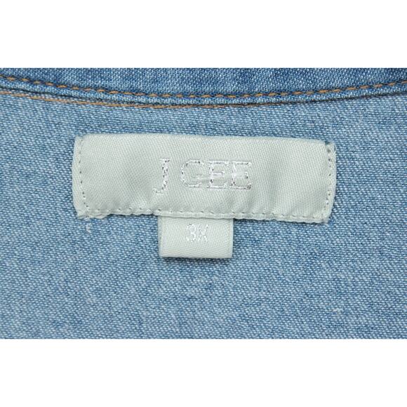 J. Gee Modest Denim Button Down Shirt Dress Size 3X Blue Tab Sleeve Pockets - Picture 6 of 9